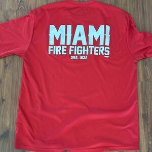 Miami firefighters red fire rescue  short sleeve T-shirt L